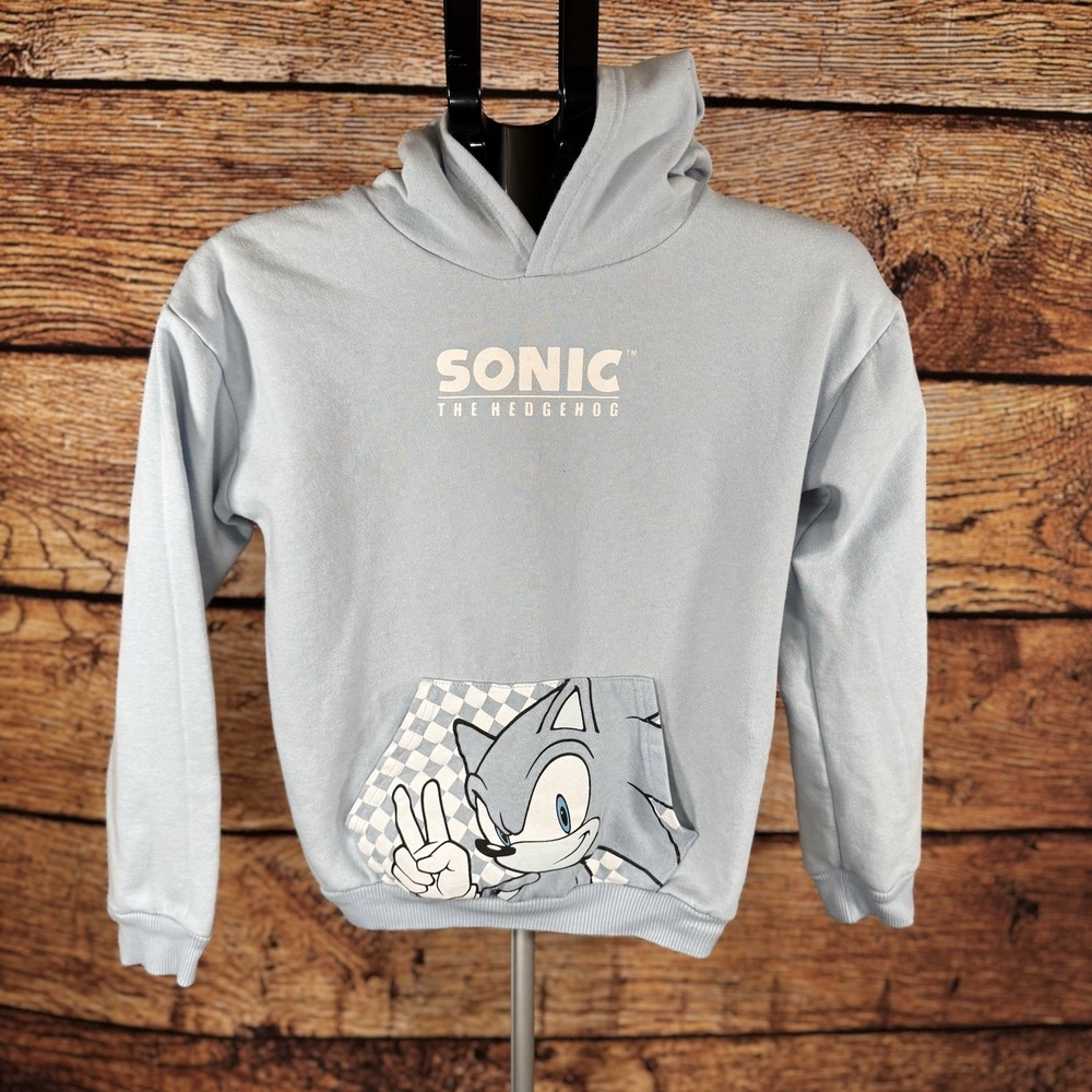 Boys Sonic the Hedgehog Light Blue Pullover Graphic Hoodie Size XL